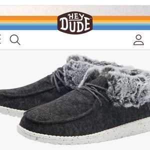 Hey Dude Ankle Boots Britt Collection - Grey Faux Fur lining & Foldable Cuff